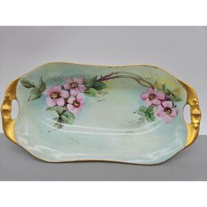 Vintage Welmar Rectangular Hand Painted Floral W/ Gold Trinket Dish